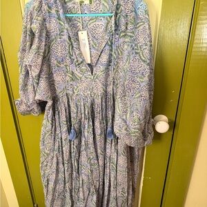 NWT DOLMA Blue & Green Floral Maxi Dress